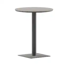 Emma + Oliver - Fena 24" Round Outdoor Dining Table with Faux Teak Poly Slats and Steel Frame - Gray Top/Gray Frame