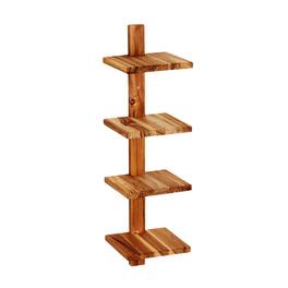 texxture - 4 Shelf Floating Wall Shelves Column Shelving, Takara Small, Teak Wood - Natural