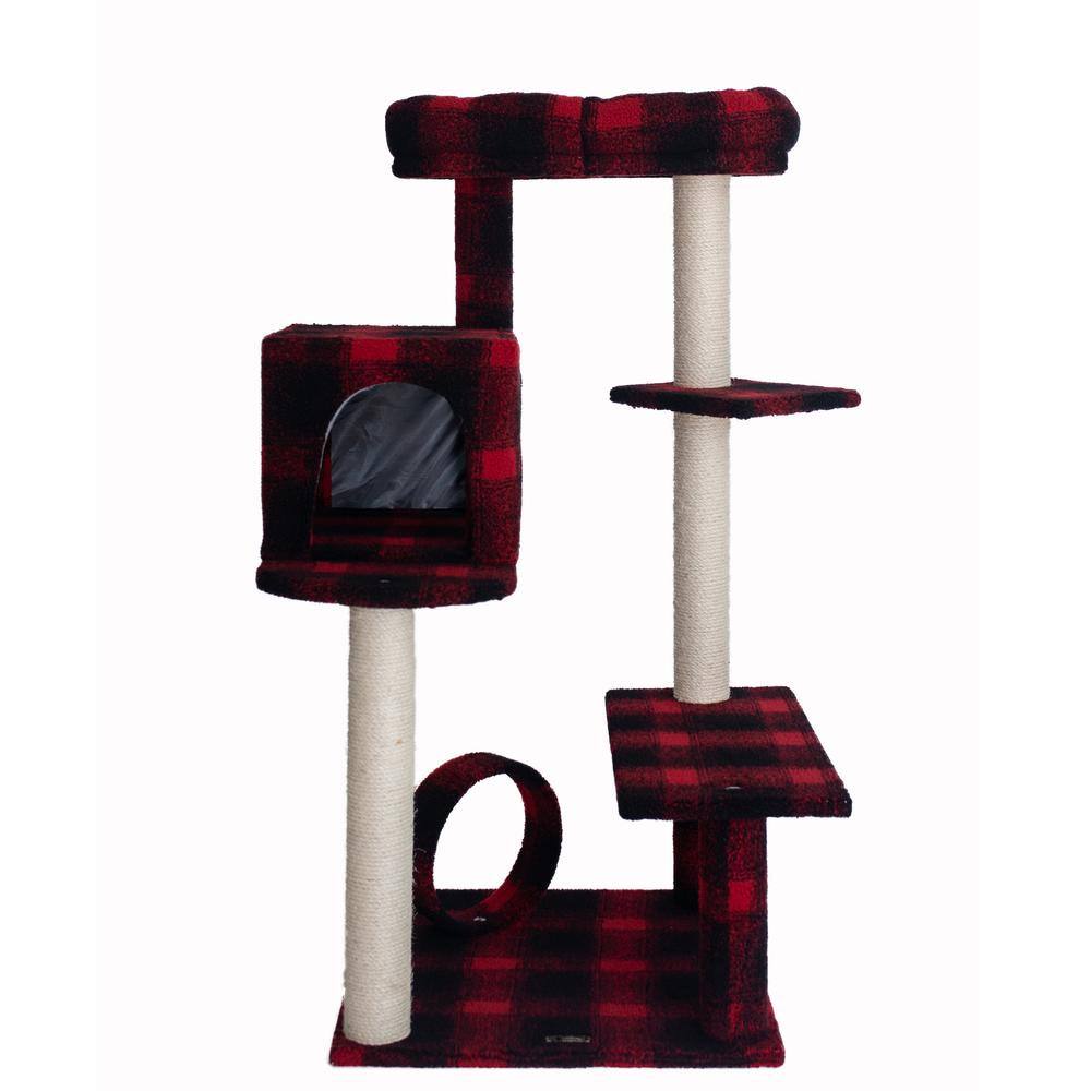 Alt View 5. Armarkat - 50Inch Classic Real Wood Cat Tree With Veranda Bench Mini Perch - Black.