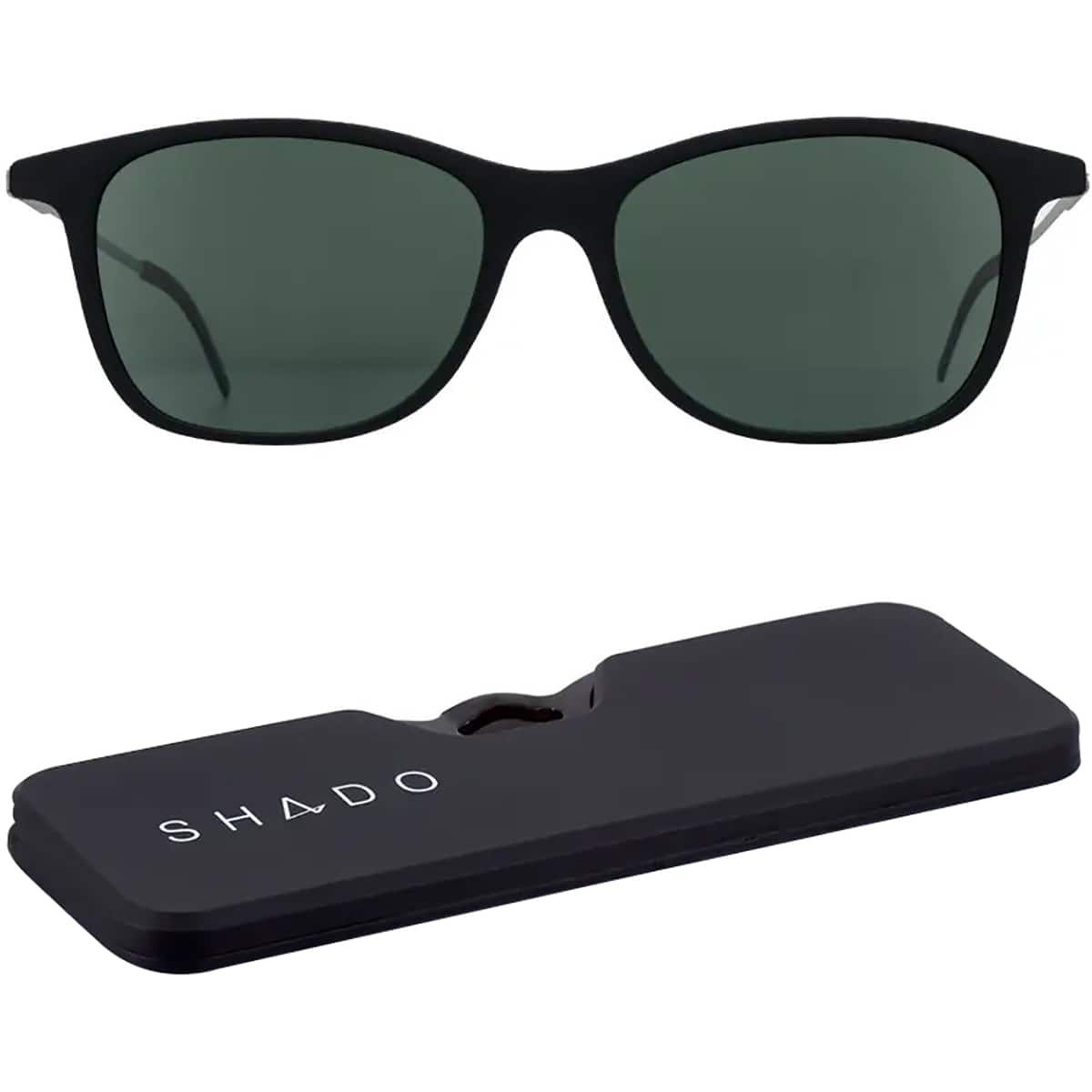 ThinOptics - Menlo Park Polarized Sunglasses with Case - Matte Black/Smokey Green