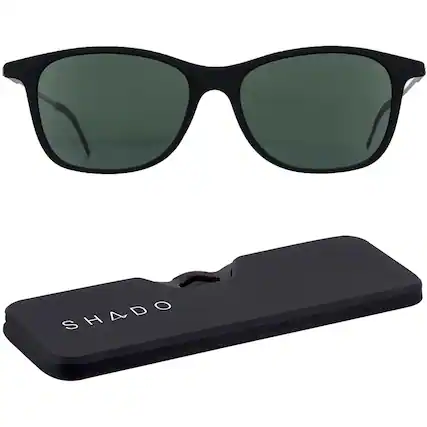 Front. ThinOptics - ThinOptics Menlo Park Polarized Sunglasses with Case - Matte Black/Smokey Green - Matte Black/Smokey Green.
