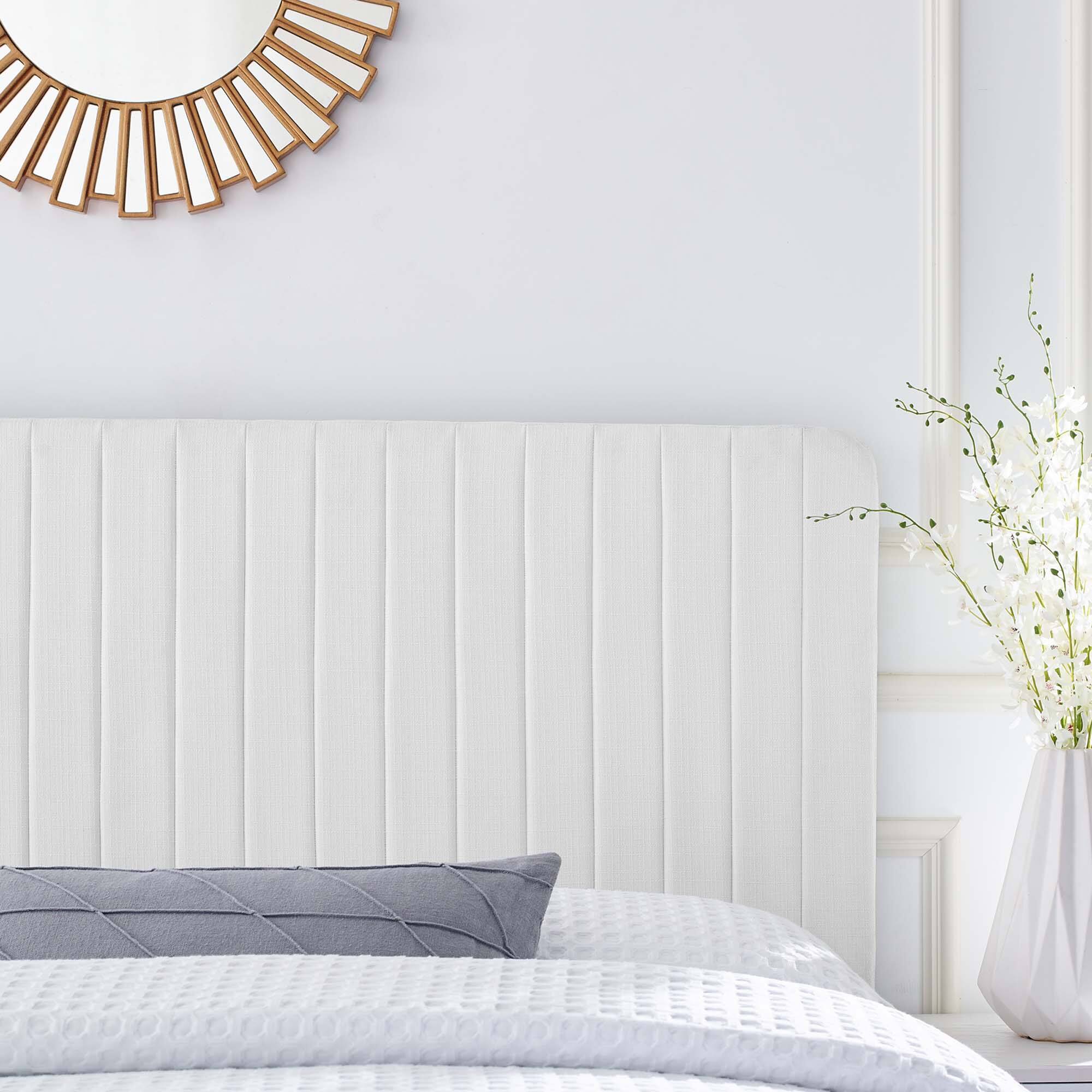 Alt View 4. Modway - Milenna Channel Tufted Upholstered Fabric King/California King Headboard by Modway - White.