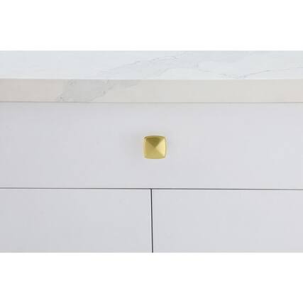 Front. Elegant Decor - Marcel 1.2" Brushed Gold Square Knob Multipack (Set of 10) - Brushed Gold.