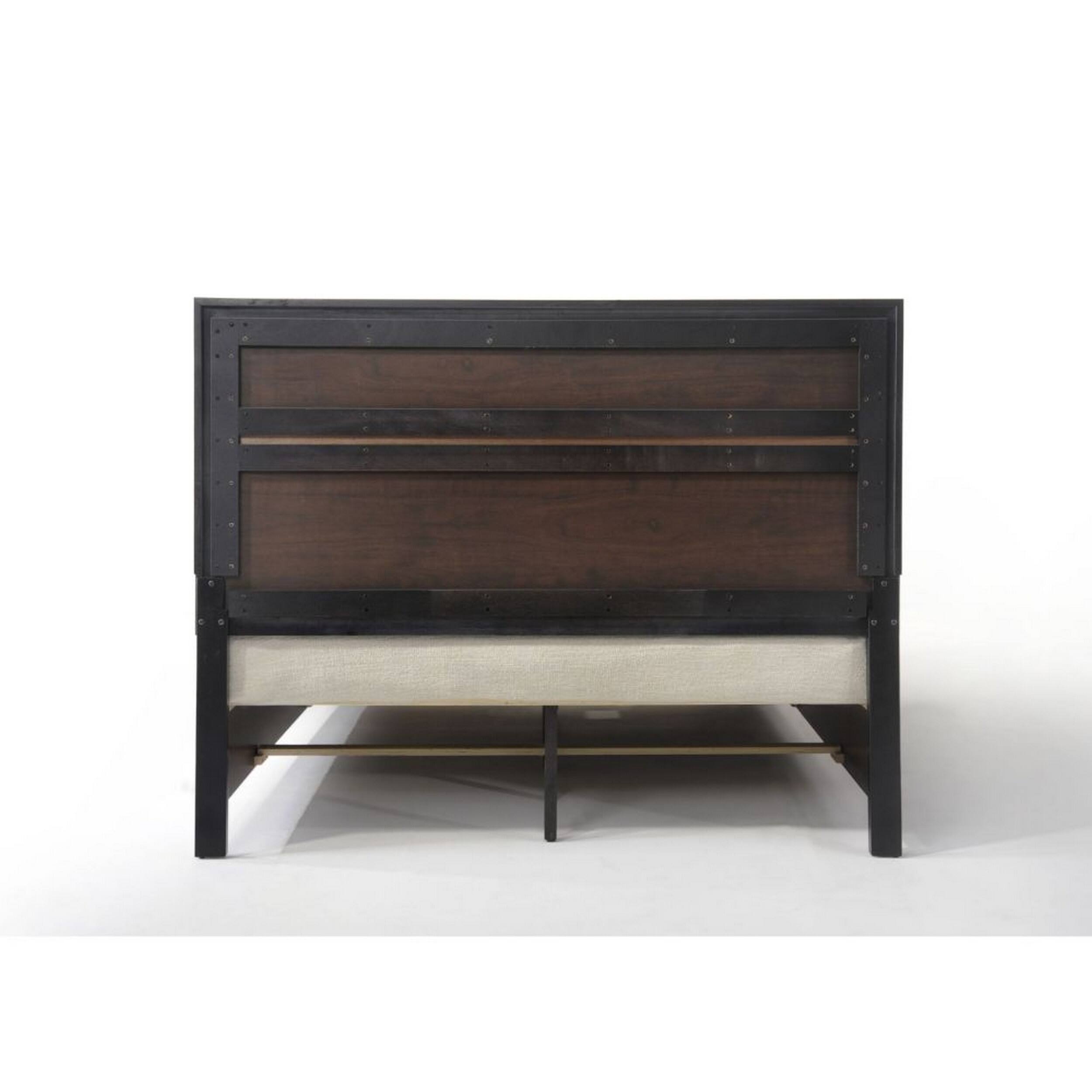 Alt View 3. Manhattan Lane - Nae Queen Size Bed, Rubberwood, Gray, Textured, Shimmery Acrylic Trim - Black, Gray, Silver.