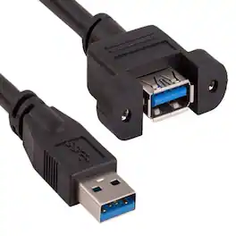 Sanoxy - 1ft USB 3.0 Panel-Mount Type A Male to Type A Female Cable - Black