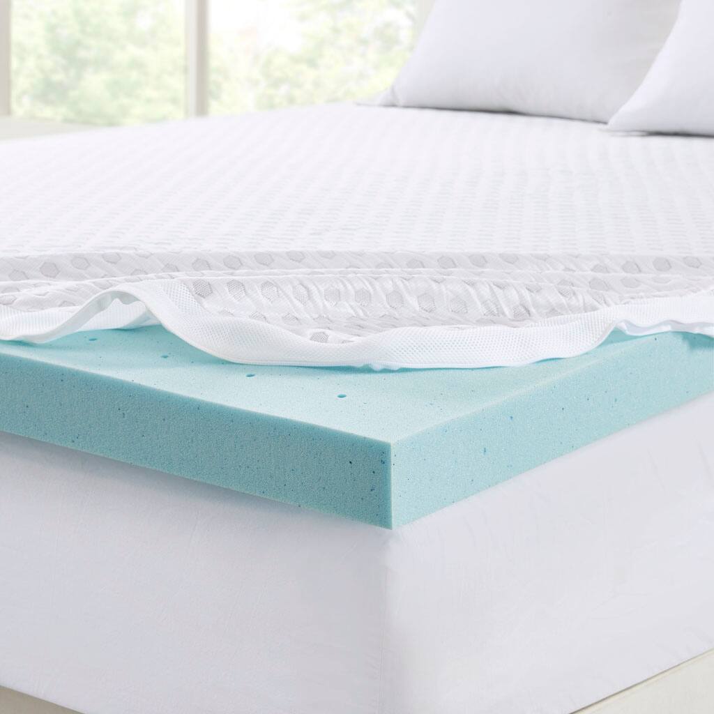 Alt View 7. Glintex - 3" Cooling Gel Memory Foam Mattress Topper, Hypoallergenic Cover, Pressure Relief and Soft Support - White.