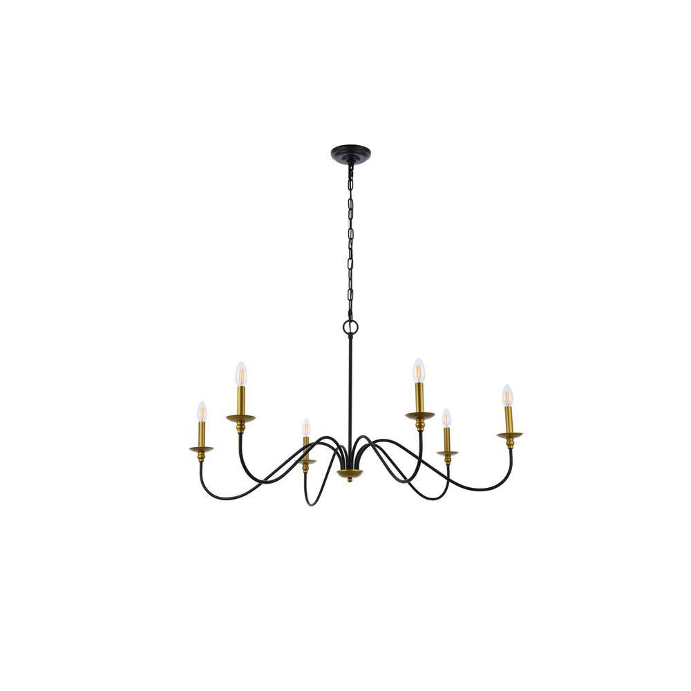 Left. Living District - Rohan 42 inch chandelier in matte black and brass - Brass And Black.
