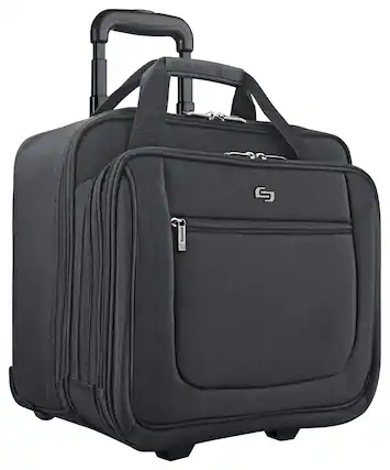Front. Solo New York - Bryant Rolling Laptop Case - Black.