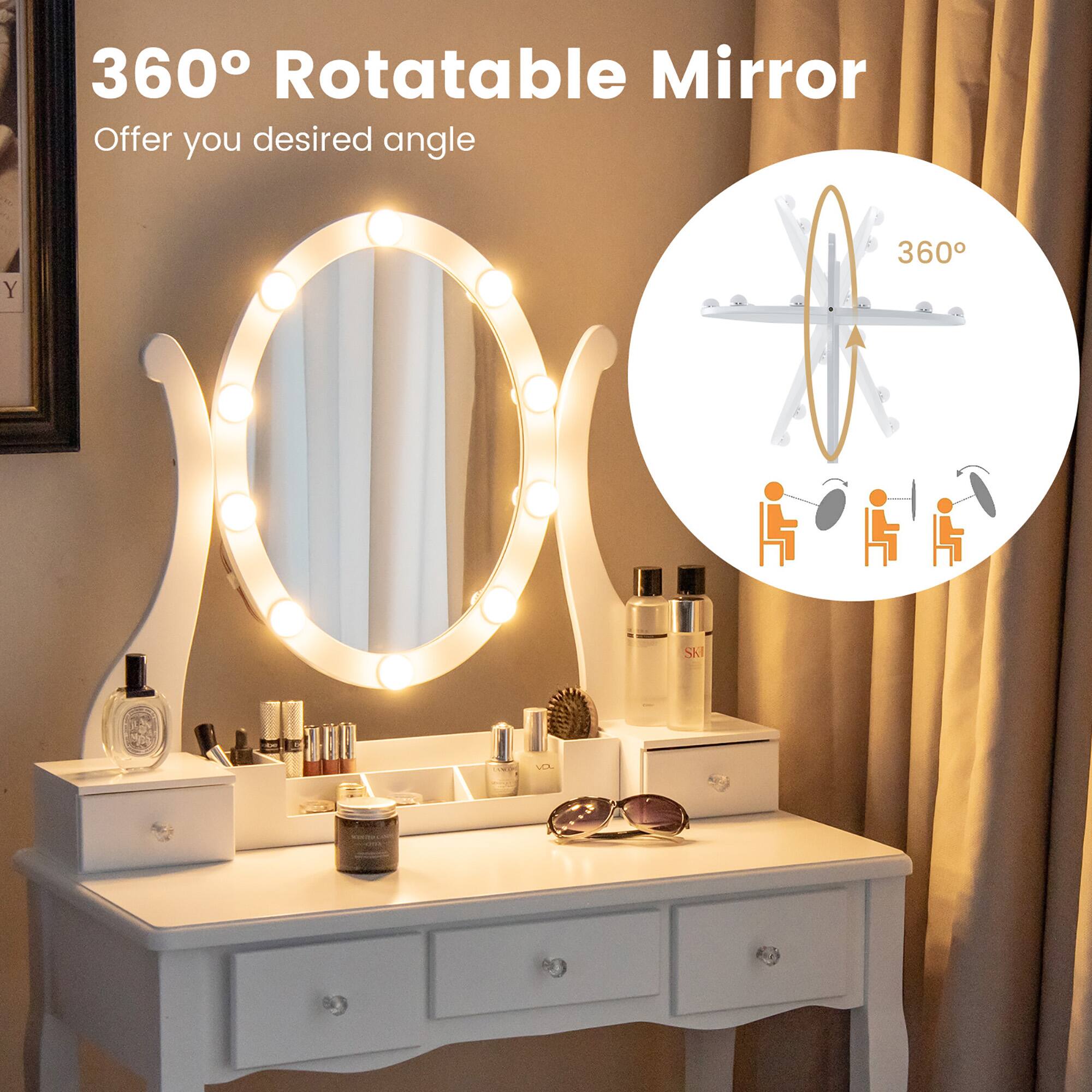360° Rotatable Mirror  
Offer you desired angle  

360°