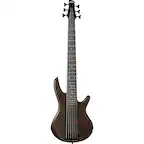 Front. Ibanez - Ibanez GSR 6-String Bass Guitar, Right, Walnut Flat - Charcoal Brown Burst.