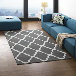 Modway - Marja Moroccan Trellis Area Rug - Charcoal and Ivory