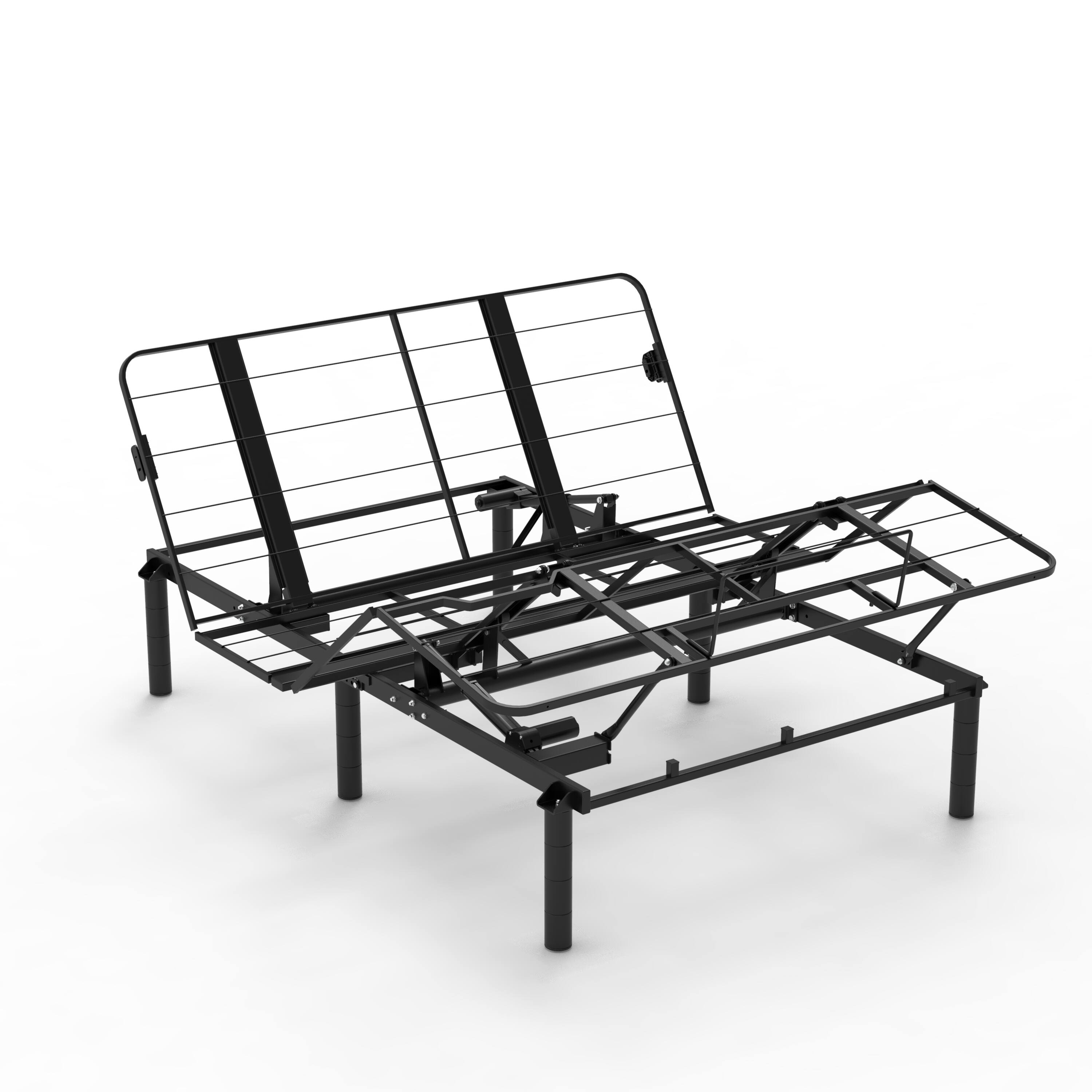 Back. Aukfa - Zero-Clearance Adjustable Bed Base - Head/Foot Incline, Quiet Motor, Queen Size, USB-A+C Ports - Black.