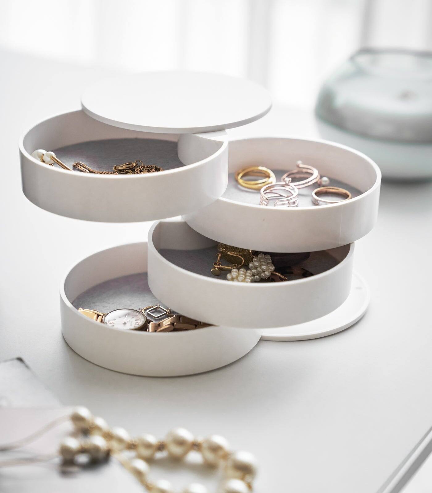 Alt View 1. Yamazaki Home - Stacked Jewelry Organizer - White.