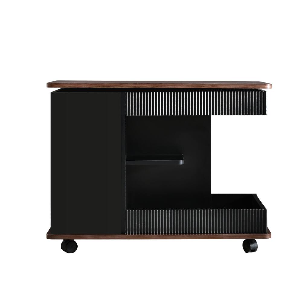 Alt View 9. Loheer - Loheer Adjustable End Table with Wheels Lift-Top Sofa Side Table Rotating Top Modern Multifunctional Wood Grain - White/Wood.