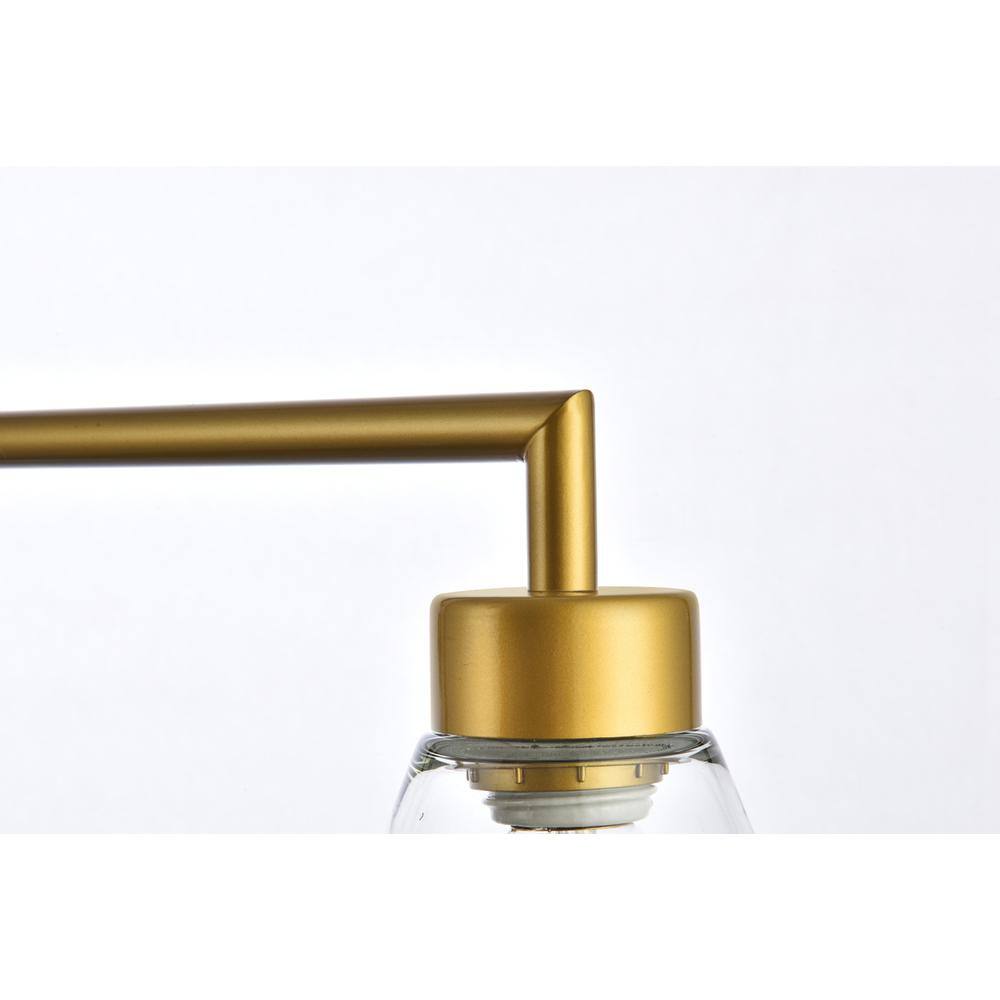 Alt View 2. Living District - Mera 3 lights brass pendant - Brass And Clear.