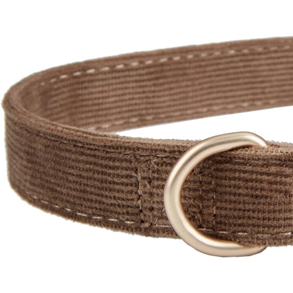 Back. MOSZAR LLC - Soft Corduroy Dog Collar & Leash Set, Adjustable, Metal Buckle, Durable, Brown for Medium Dogs - Brown.