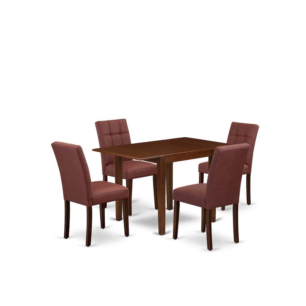 Angle. East West Furniture - 5 Piece Dining Room Table Set contain A Mid Century Modern Table - Red.