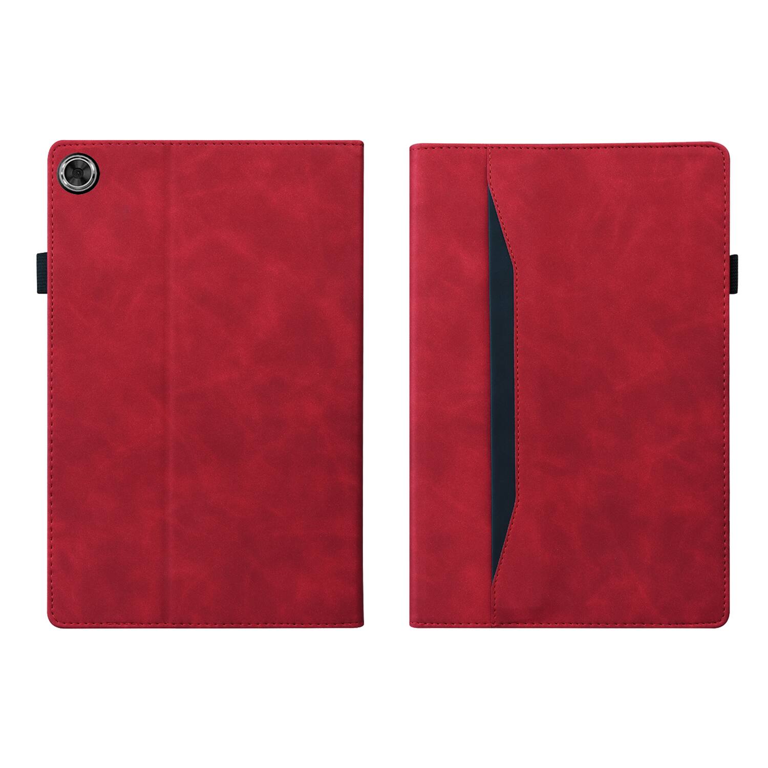 Left. Dteck - for Samsung Galaxy Tab A1+/A9+ 11 inch Case, PU Leather Folio Stand Cover with Credit Card Slots - Red.
