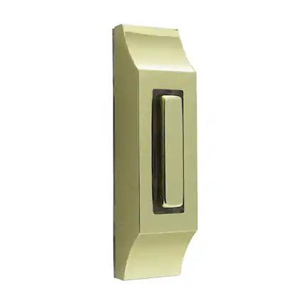 Front. IQ America - IQ America Contemporary Polished Brass Lighted Pushbutton Doorbell - Brass.