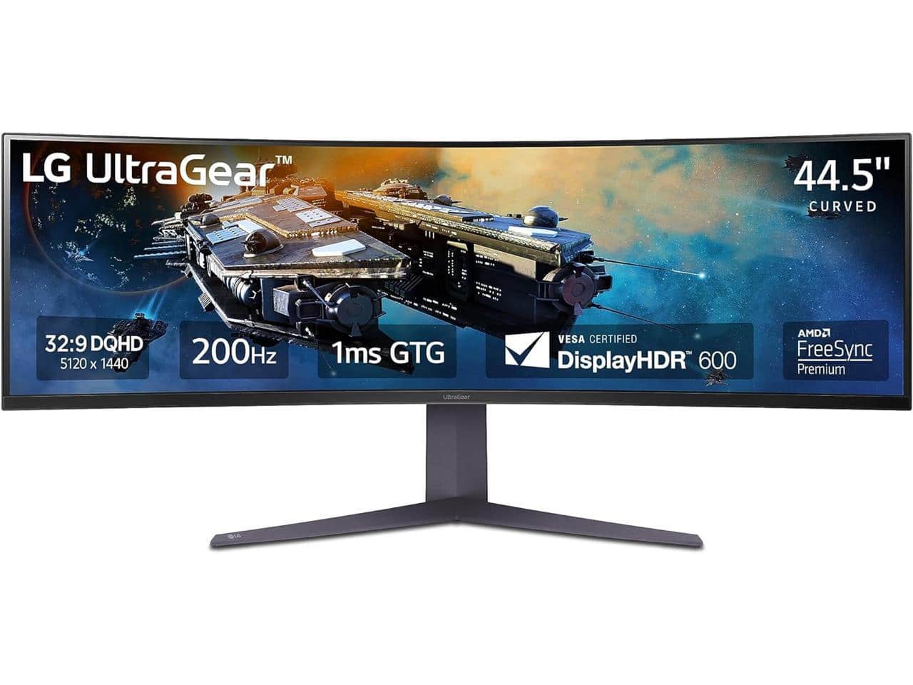 LG - 45" UltraGear DQHD 200Hz 1ms HDR600 Curved Gaming Monitor, AMD FreeSync, Adjustable Stand 45GR65DC-B