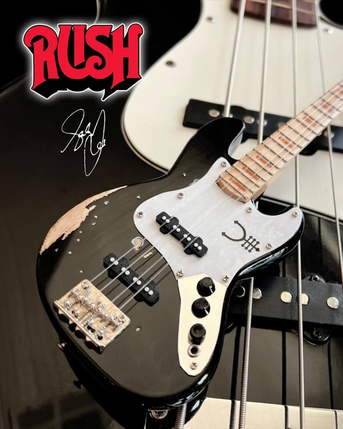 Axe Heaven -Geddy Lee - Rush Geddy Lee Fender Jazz Vintage Tour Edition Mini Bass Guitar Replica - Collectibles