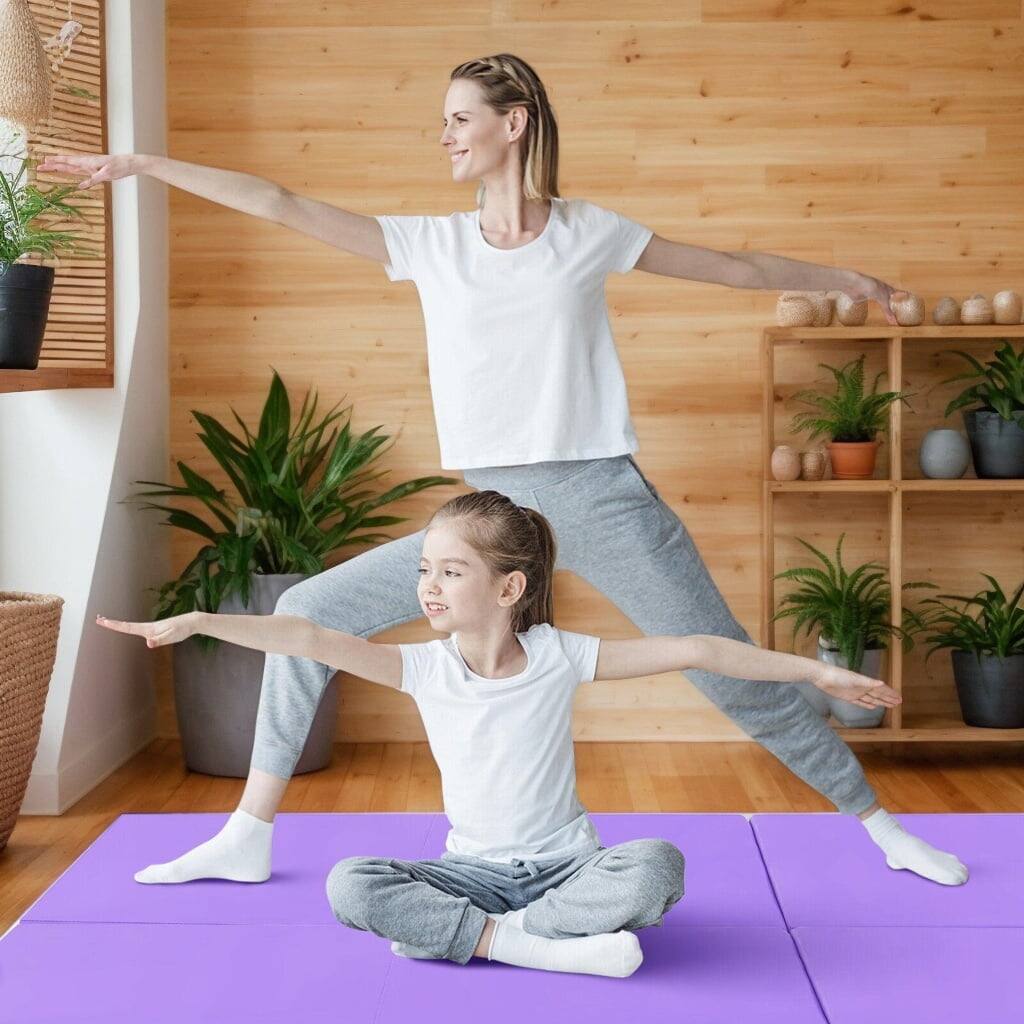 Front. Kadyn - Gymnastics Mat, Exercise Tumbling Mat,6 x 2 FT Tri-Fold Gym Mat with Handles and Removable Zippered Cover-Purple - Purple.