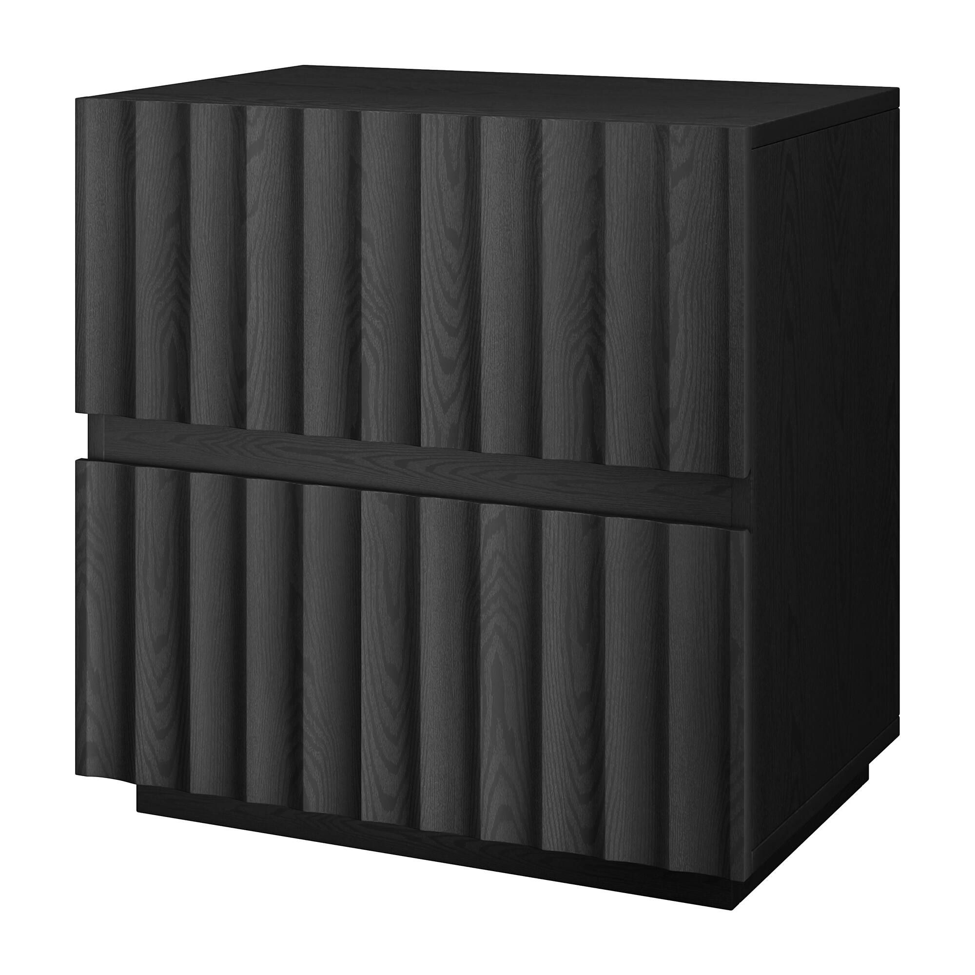 Left. Hudson&Canal - Jaylen 24" Wide Rectangular Fluted Nightstand in Black Grain - Black.