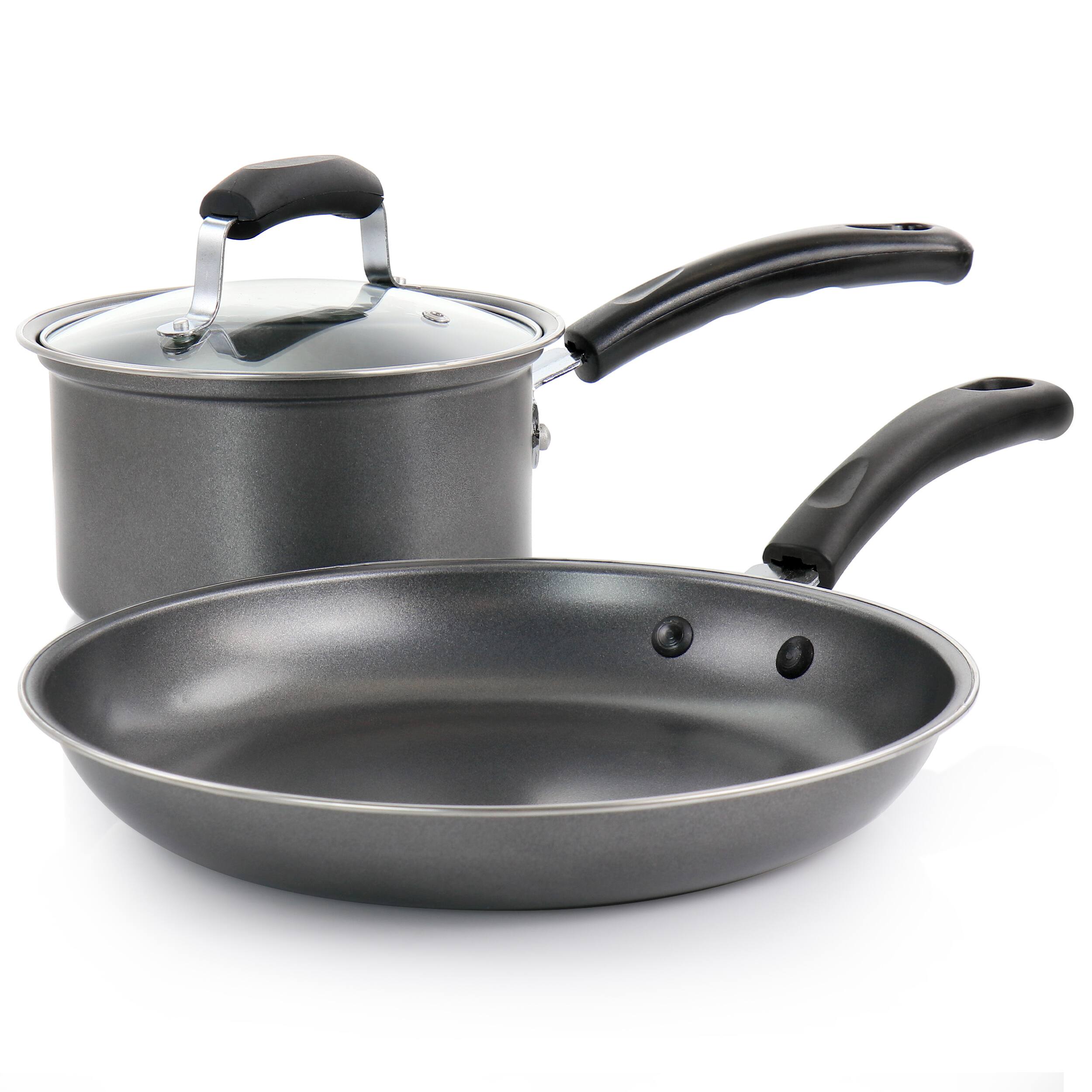Alt View 6. Gibson - Gibson Everyday Highberry 3 Piece Nonstick Carbon Steel Cookware Set in Grey - Gray.