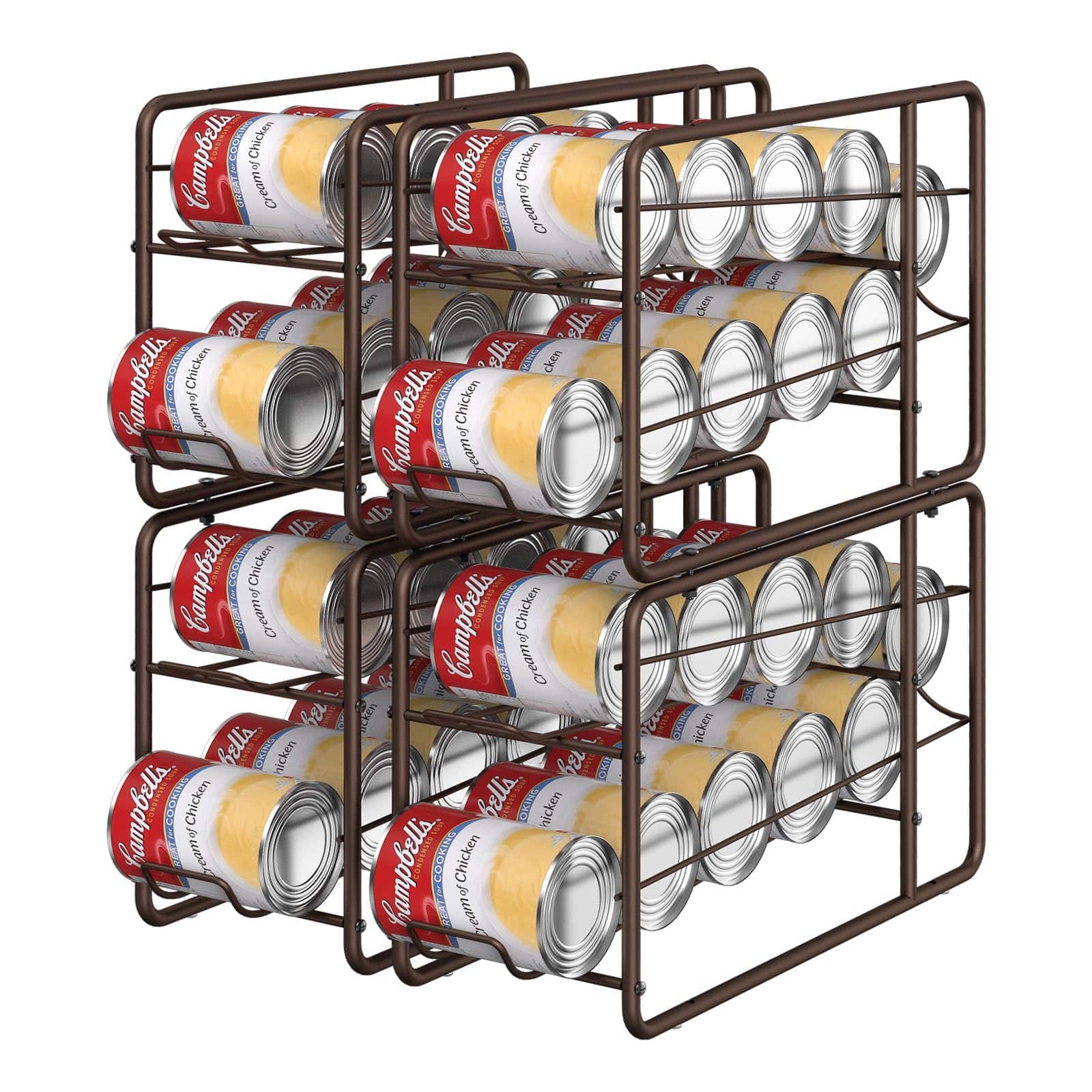 Cedar Assembly - MOOACE Can Organizer for for Pantry, Stackable Soda Can Dispenser Canned Food Storage, Kitchen Cabinet Frid - Bronze