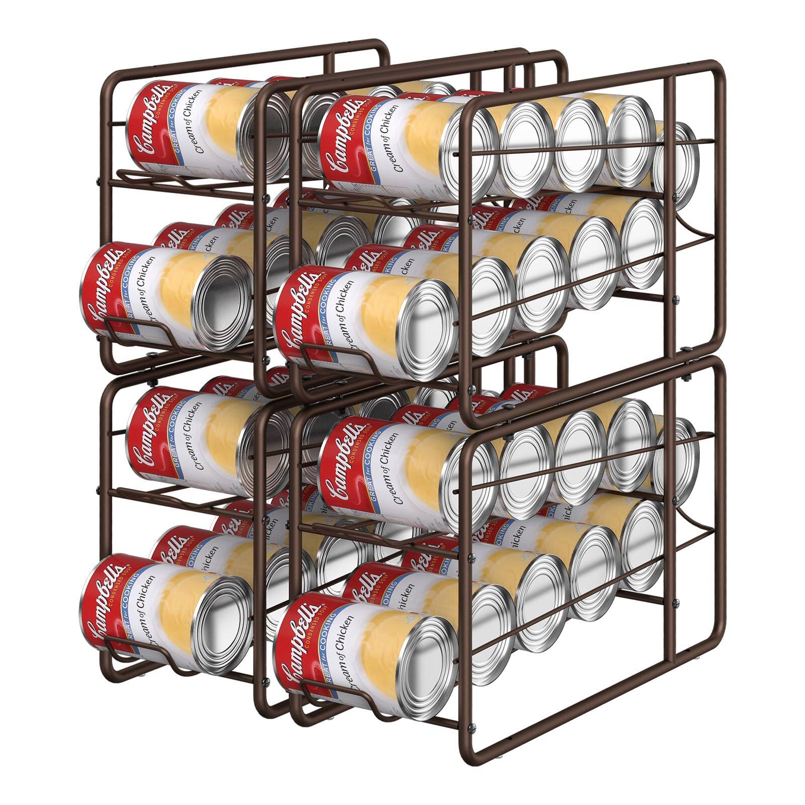 Cedar Assembly - MOOACE Can Organizer for for Pantry, Stackable Soda Can Dispenser Canned Food Storage, Kitchen Cabinet Frid - Bronze