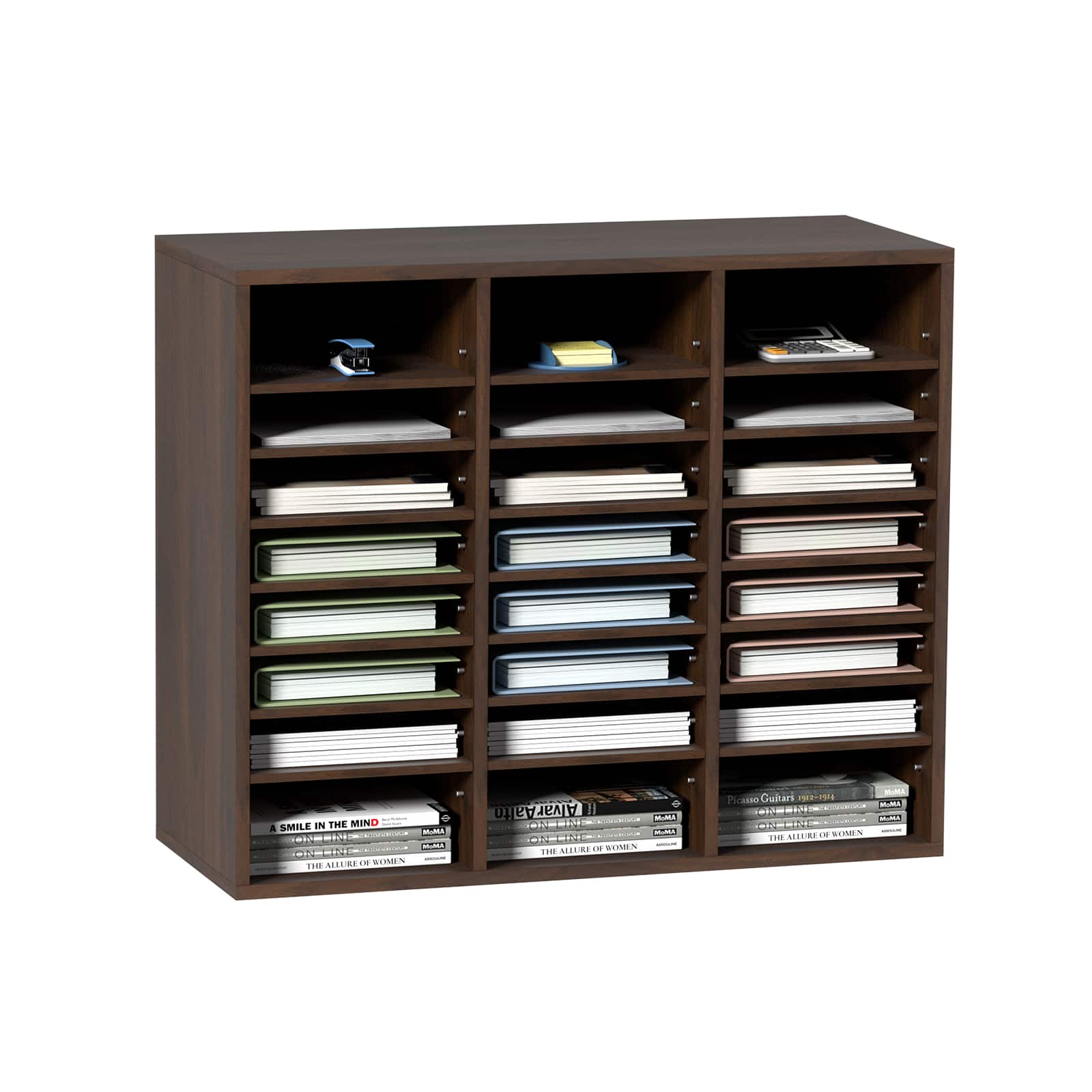 VEVOR - Literature Organizers, 24 Compartments Office Mailbox with Adjustable Shelves, Wood Literature Sorter 29x12x24.4 inches - Brown price history on PriceWatchPro