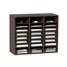 VEVOR - Literature Organizers, 24 Compartments Office Mailbox with Adjustable Shelves, Wood Literature Sorter 29x12x24.4 inches - Brown