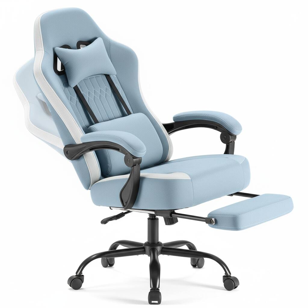 Alt View 6. AOITUN - Ergonomic Gaming Chair High Back Office Chair with Lumbar Support and Adjustable Armrests Swivel Racing Chair, Blue - Blue.