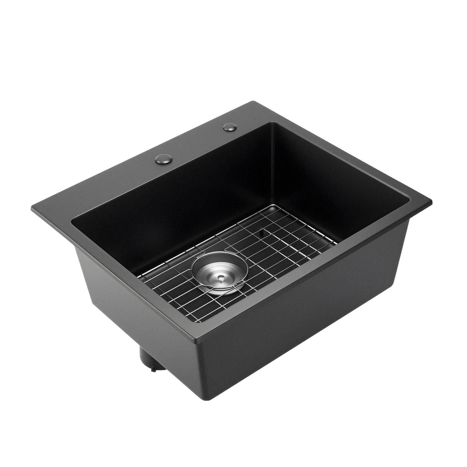 Alt View 5. VEVOR - 25 inch Kitchen Sink Workstation,Top Mount Granite Sinks,Drop-In Single Bowl Farmhouse Basin with Multiple Accessories - Black.