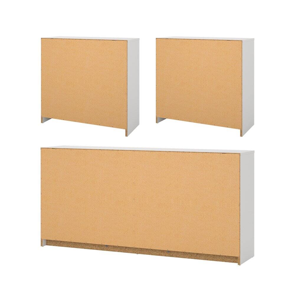 Alt View 1. Tvilum - 3-Piece Bedroom Set - 6 Drawer Double Dresser And Chest Set Of 2 - White.