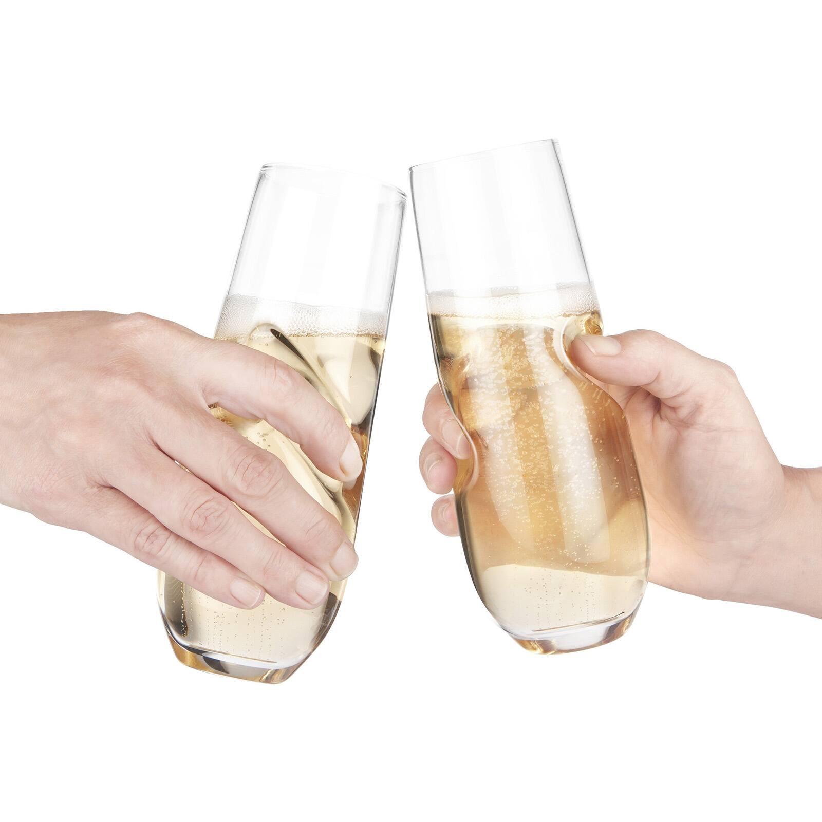 Alt View 1. Final Touch - Bubbles Sparkling Wine / Champagne Stemless Glasses - Set of 4 - Clear.