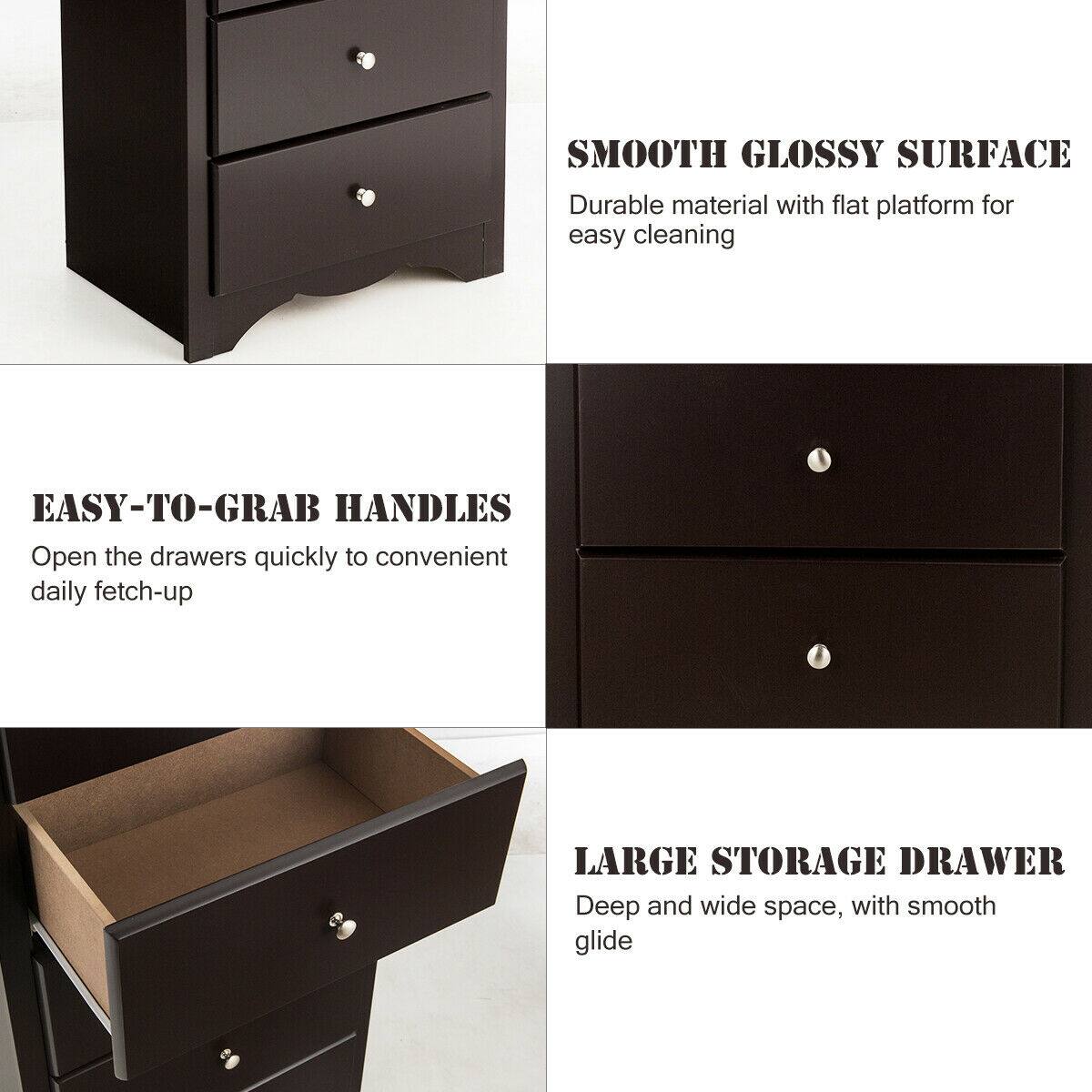 SMOOTH GLOSSY SURFACE
EASY-TO-GRAB HANDLES
LARGE STORAGE DRAWER
