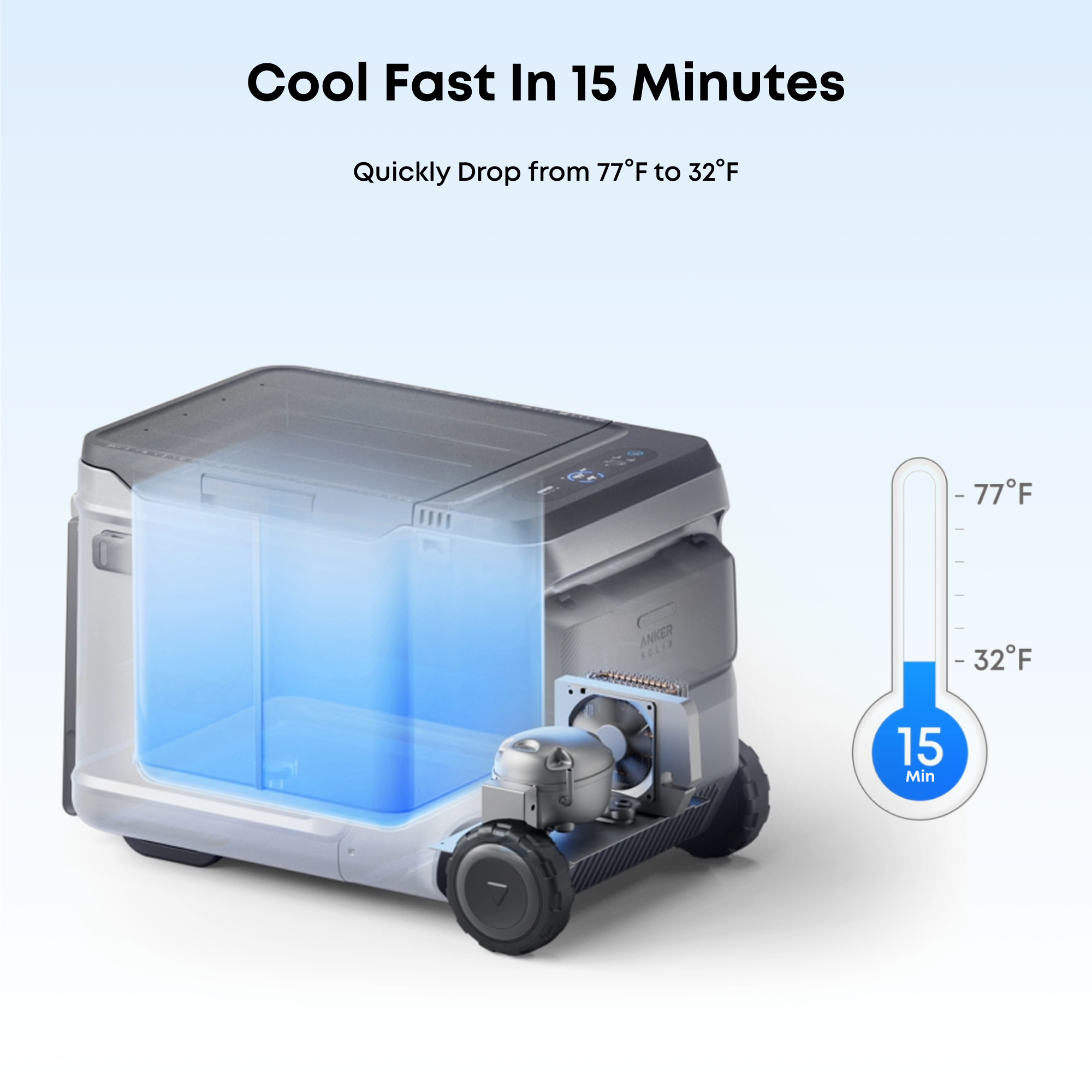 Cool Fast In 15 Minutes  
Quickly Drop from 77°F to 32°F  
77°F  
32°F  
15 Min