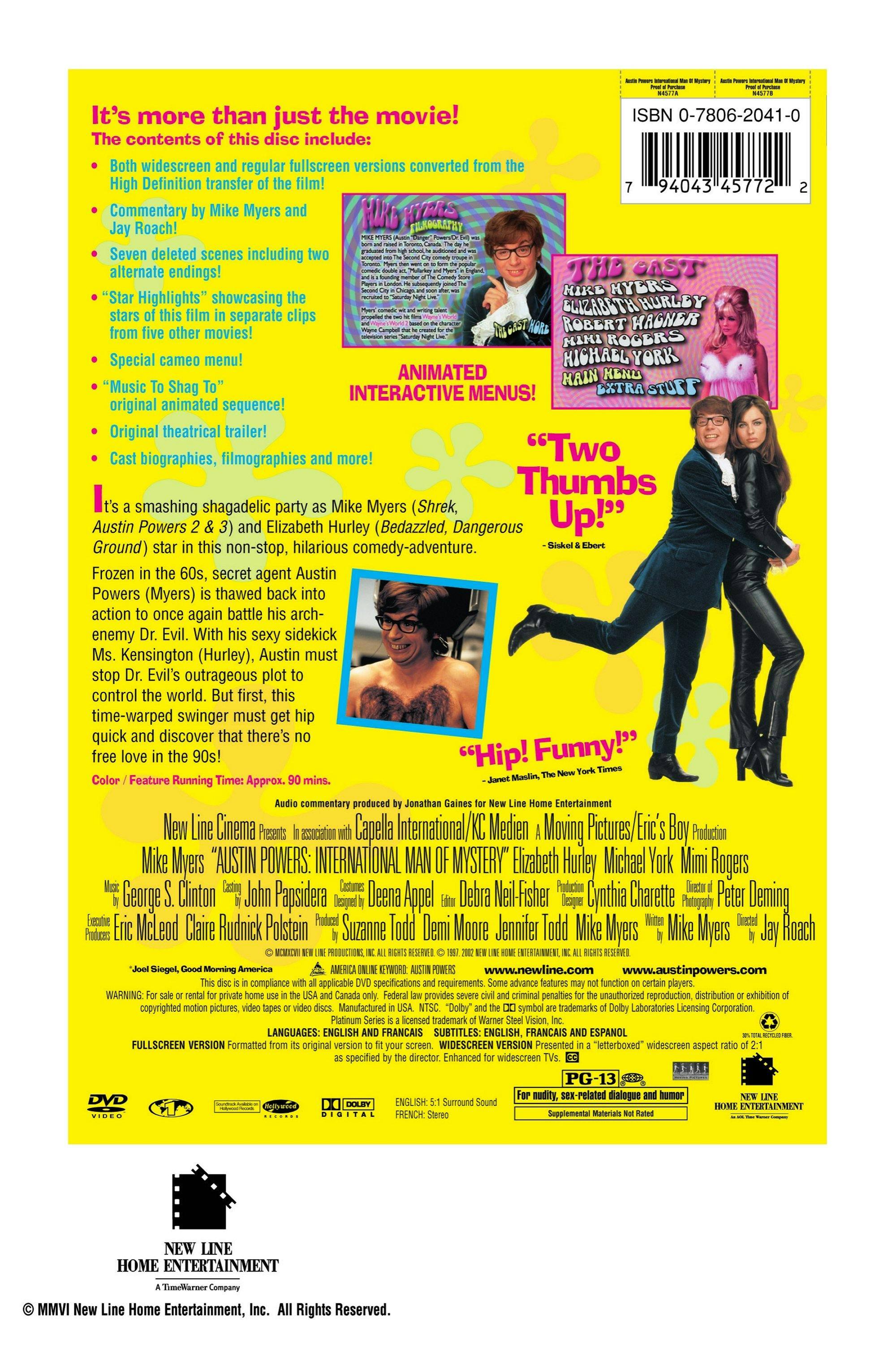 Back. Austin Powers: International Man of Mystery (DVD Platinum Series) [DVD].