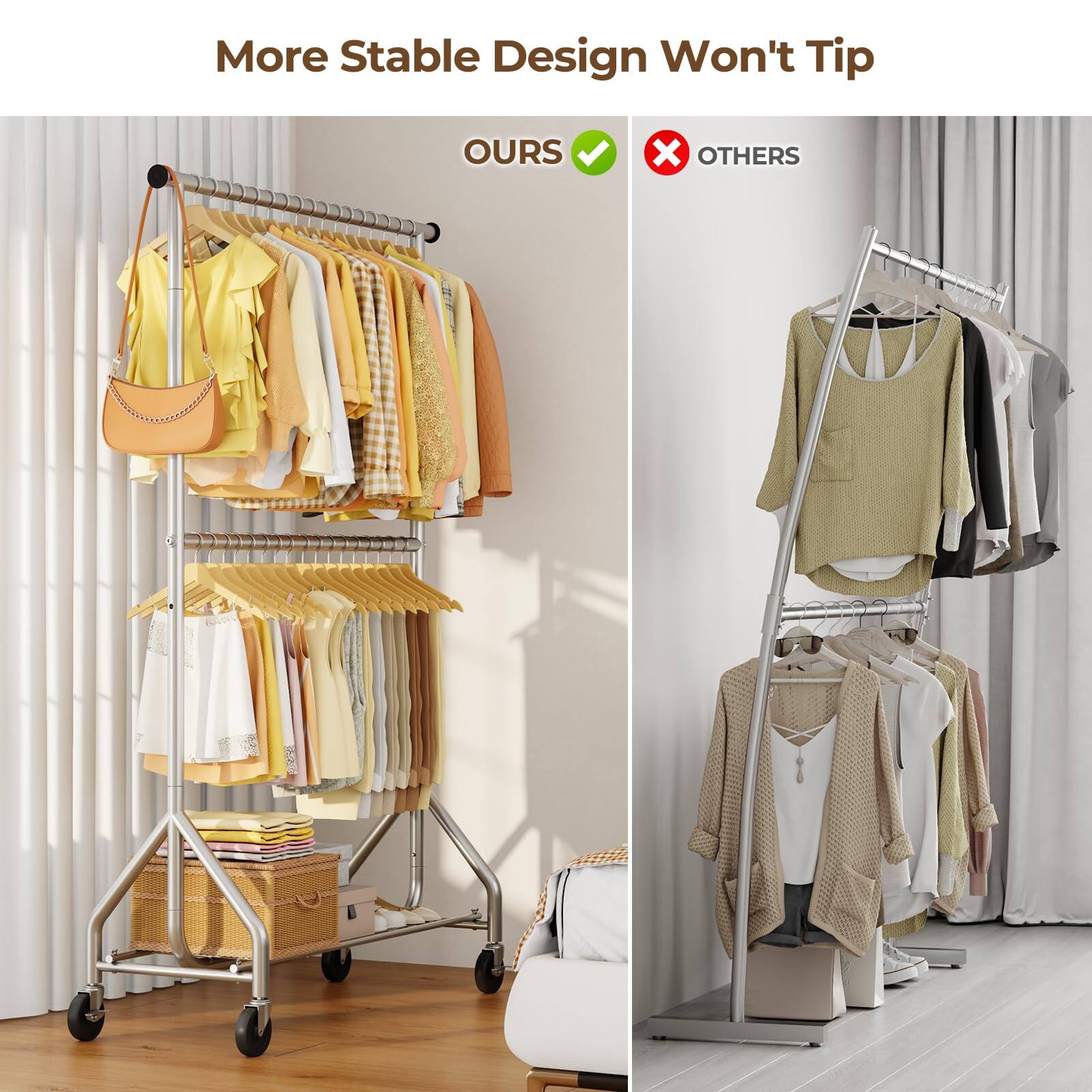 More Stable Design Won't Tip

OURS ✔️ OTHERS ❌