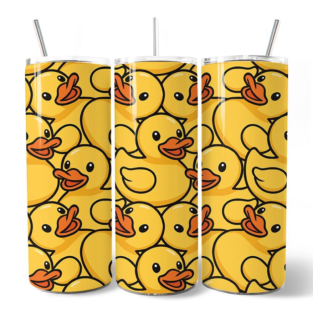 OrnamentallyYou Rubber Ducky Print 20oz Tumbler With Lid and Stainless ...