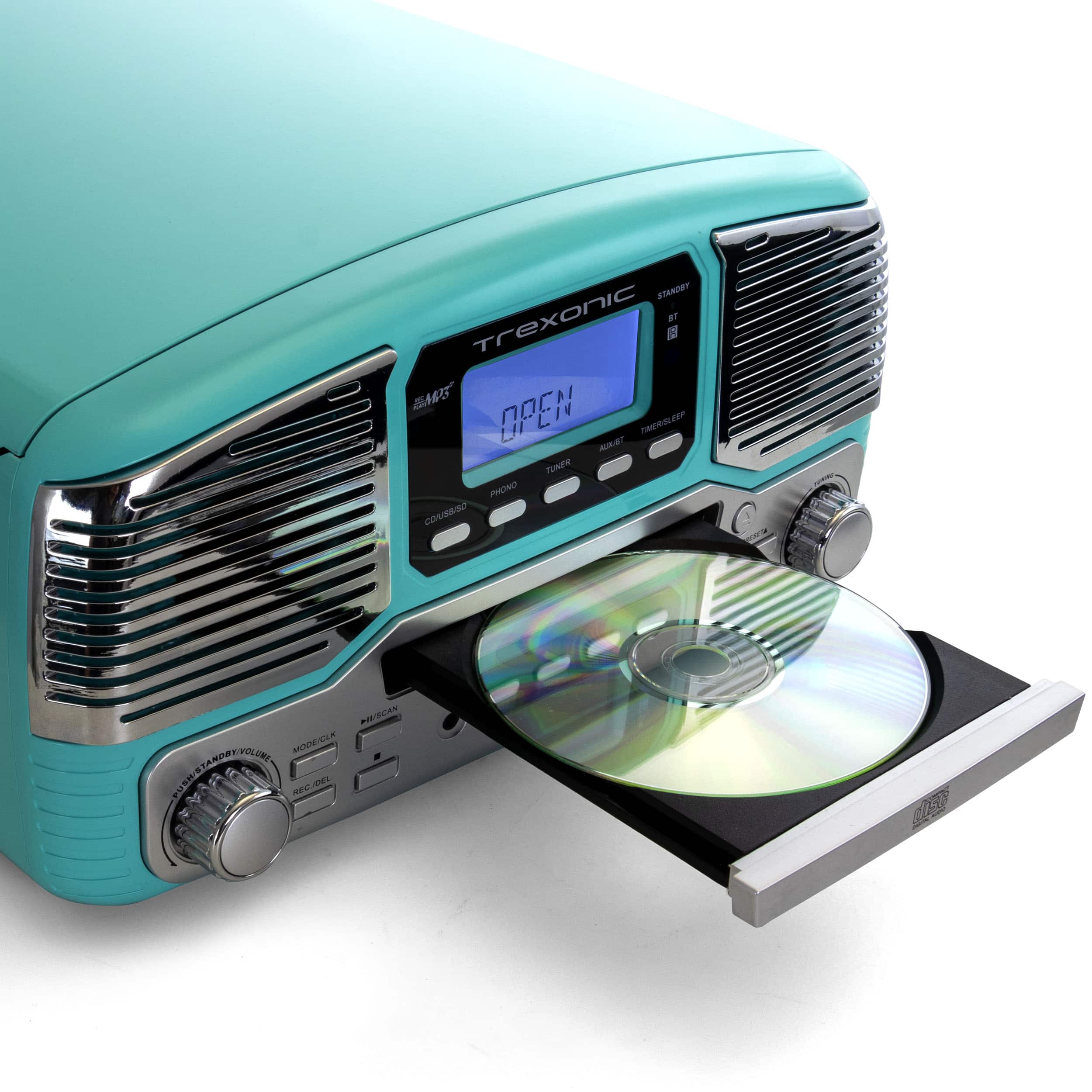 Trexonic Retro Wireless Bluetooth, Record and CD Player in