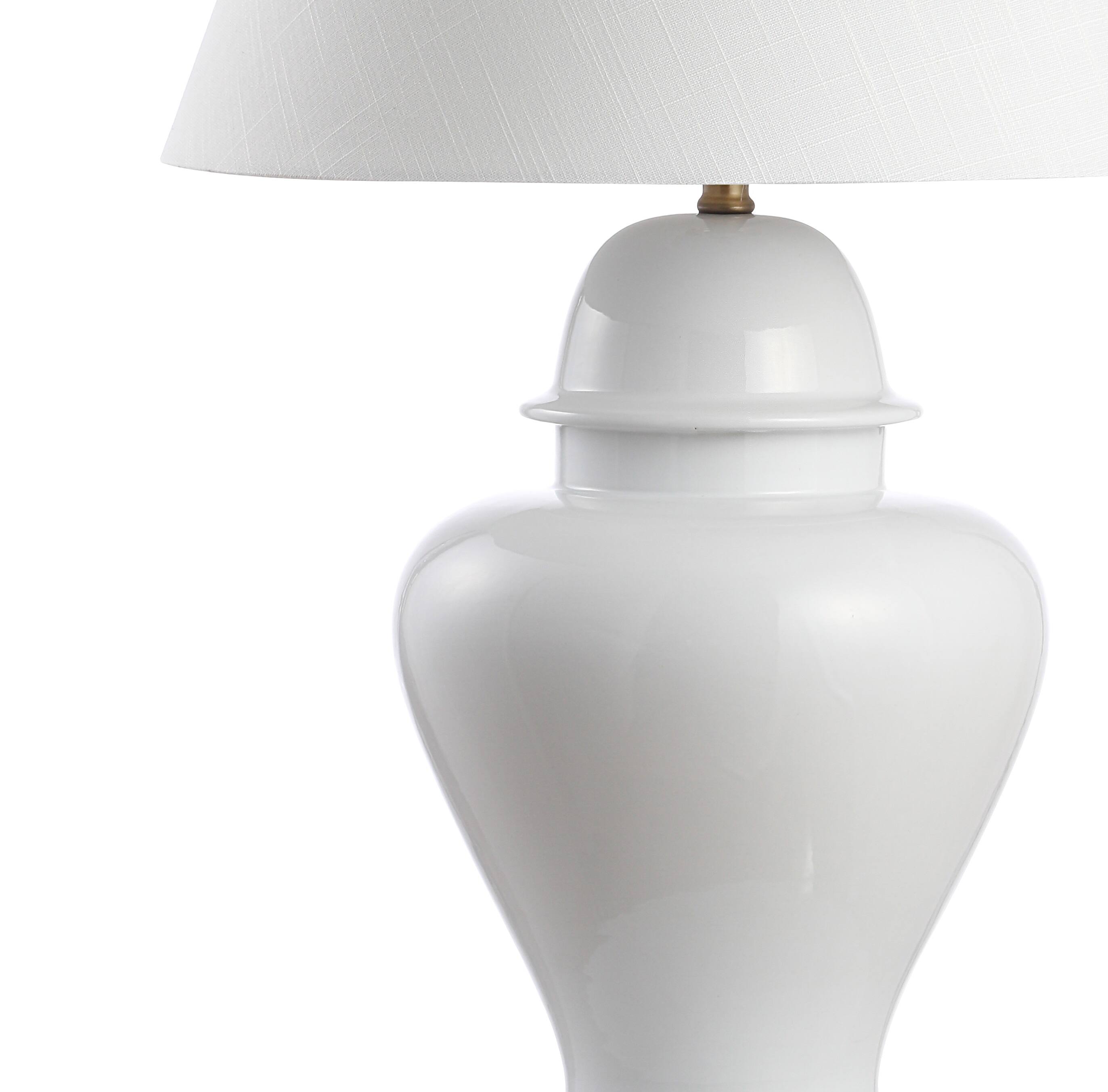 Alt View 4. Jonathan Y - Sagwa 33" Ceramic/Iron Modern Classic LED Table Lamp, White - White.