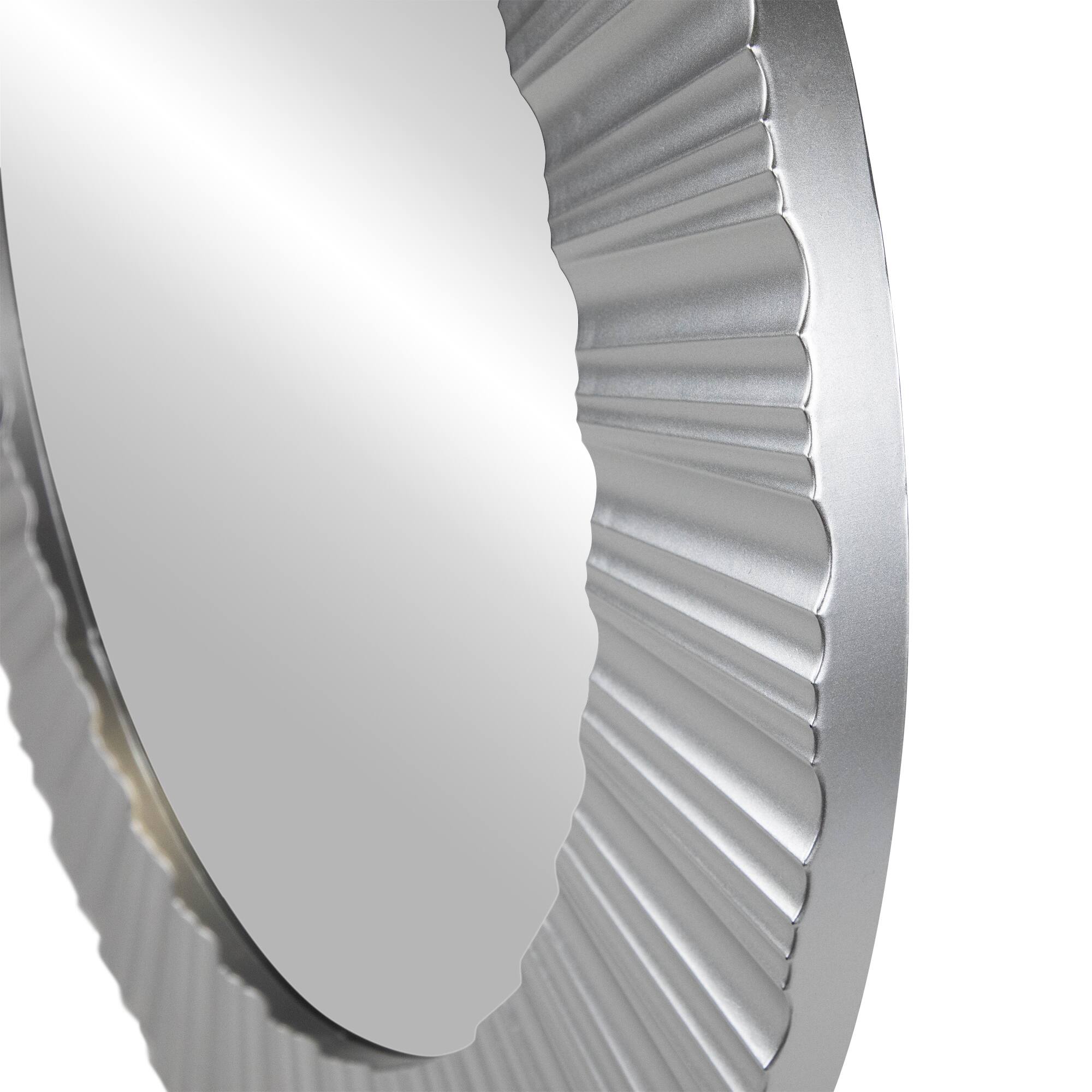 Alt View 5. Northlight - Contemporary Fluted Round Wall Mirror - 20" - Silver Finish - Silver.