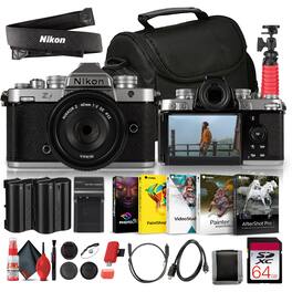Nikon - Zf Mirrorless Camera +40mm Lens Full Frame 24.5MP 4K +Tripod - Silver
