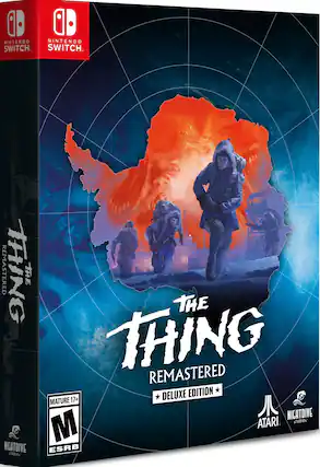 Nintendo Switch. The Thing Remastered Deluxe Edition. Mature 17+. Nightdive Atari Studios. ESRB Rating: M. - M (Mature 17+)