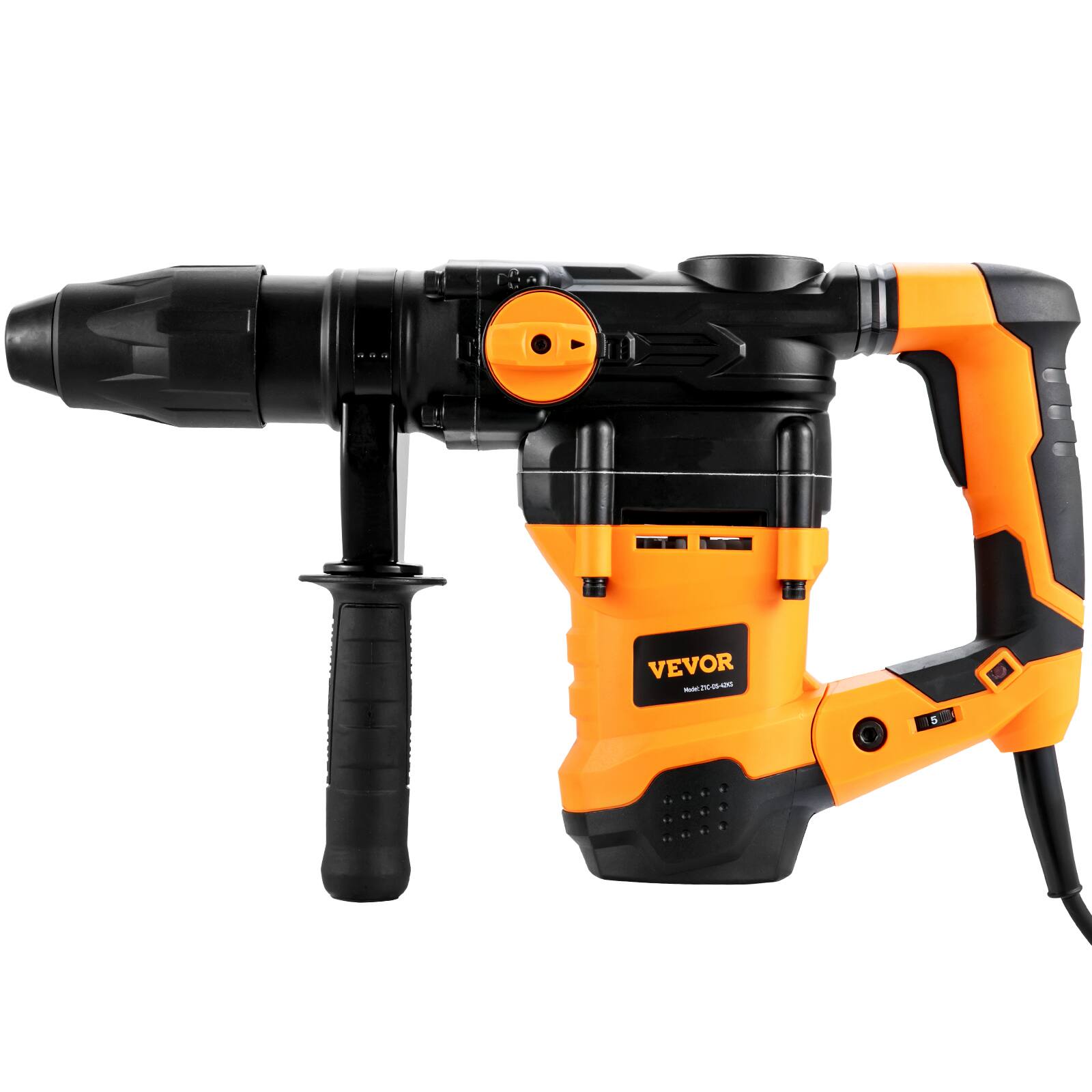 Alt View 5. VEVOR - 1-9/16 Inch SDS-Max Rotary Hammer Drill, 13Amp Corded Drills, Heavy Duty Chipping Hammers - Yellow.