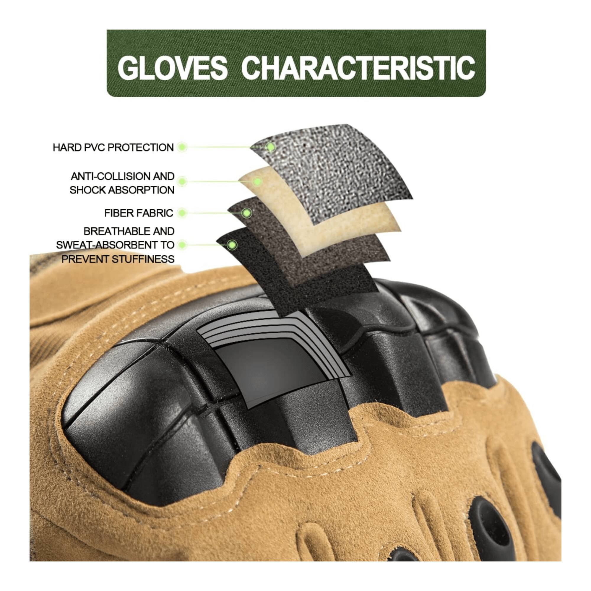 GLOVES CHARACTERISTIC

- HARD PVC PROTECTION
- ANTI-COLLISION AND SHOCK ABSORPTION
- FIBER FABRIC
- BREATHABLE AND SWEAT-ABSORBENT TO PREVENT STUFFINESS