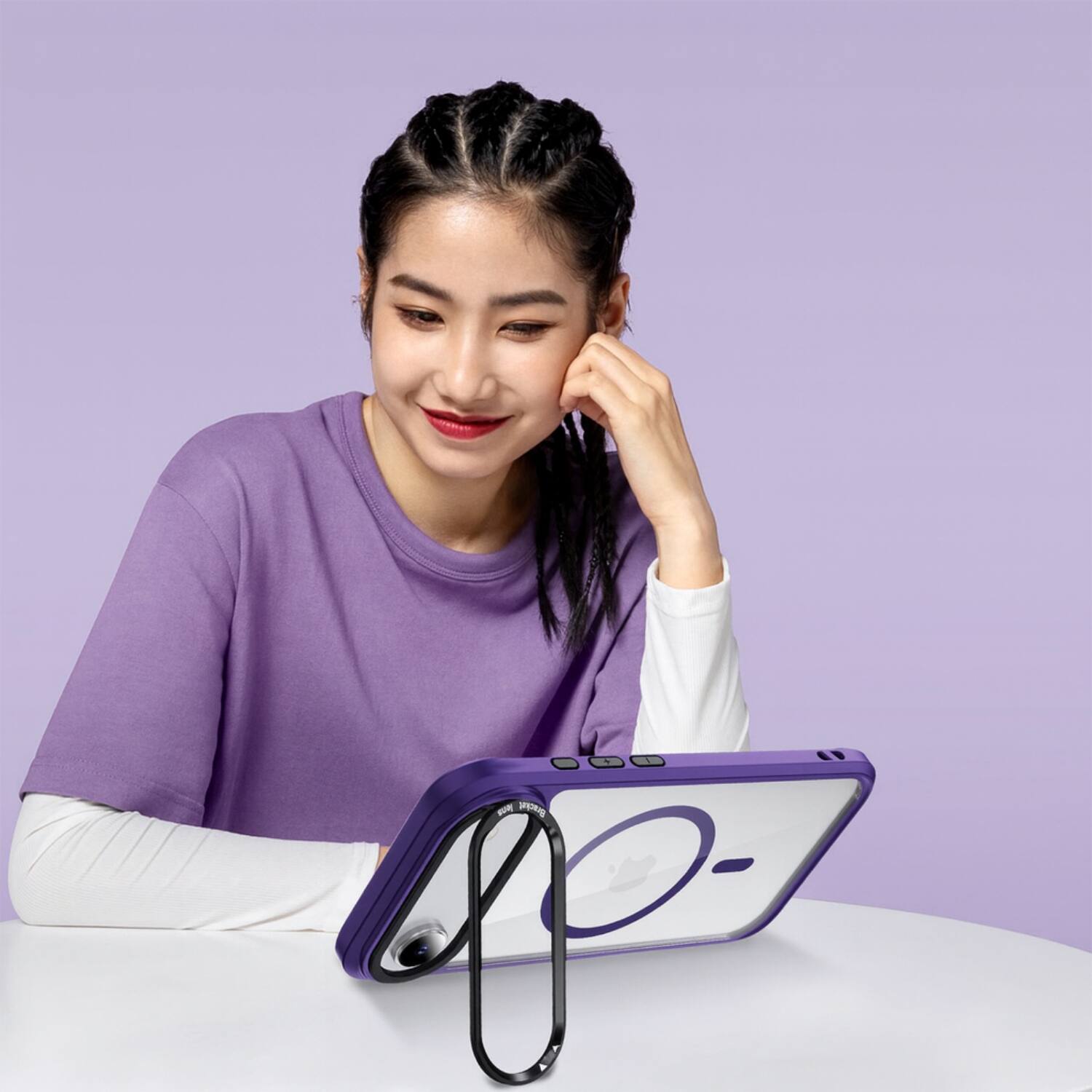 Alt View 2. SaharaCase - Apple iPhone Air Kickstand Case | Compatible with Magsafe | Pro Shield Design | Raider Series - Purple Orchid.