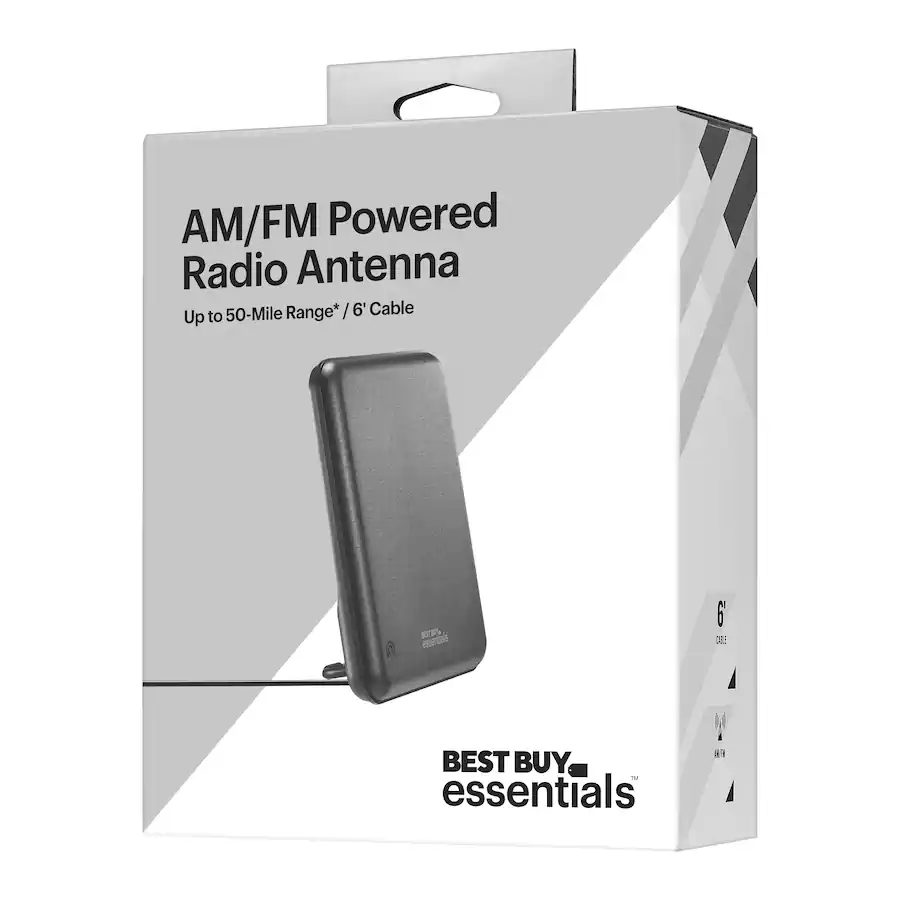 Best Buy essentials™ AM/FM Amplified Indoor Radio Antenna Black BE ...